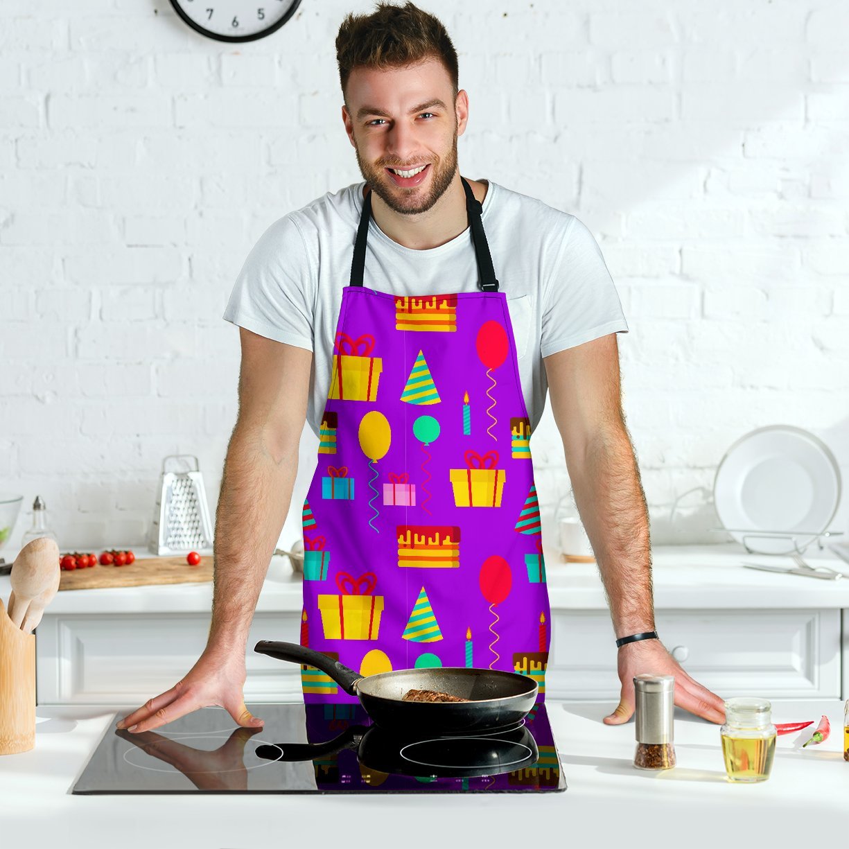 Birthday Pattern Print Men's Apron-grizzshop
