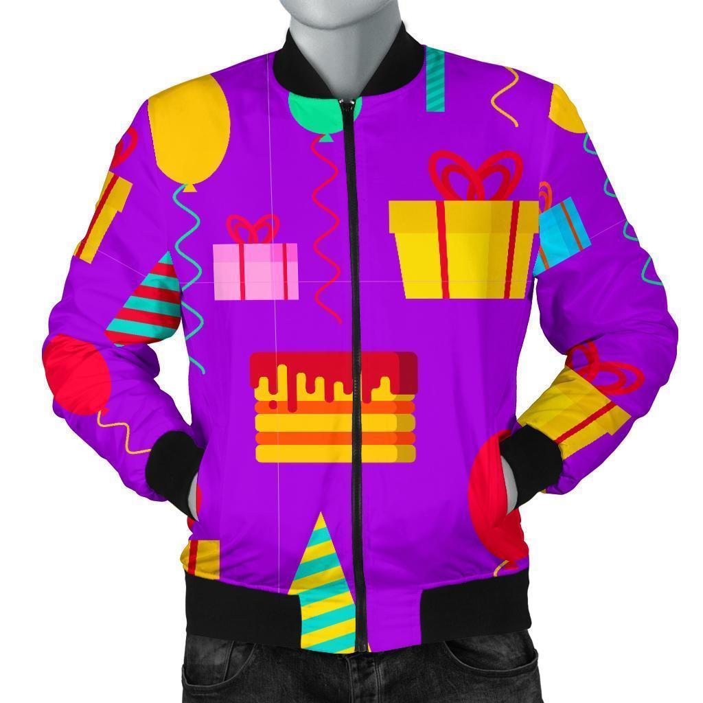 Birthday Pattern Print Men's Bomber Jacket-grizzshop