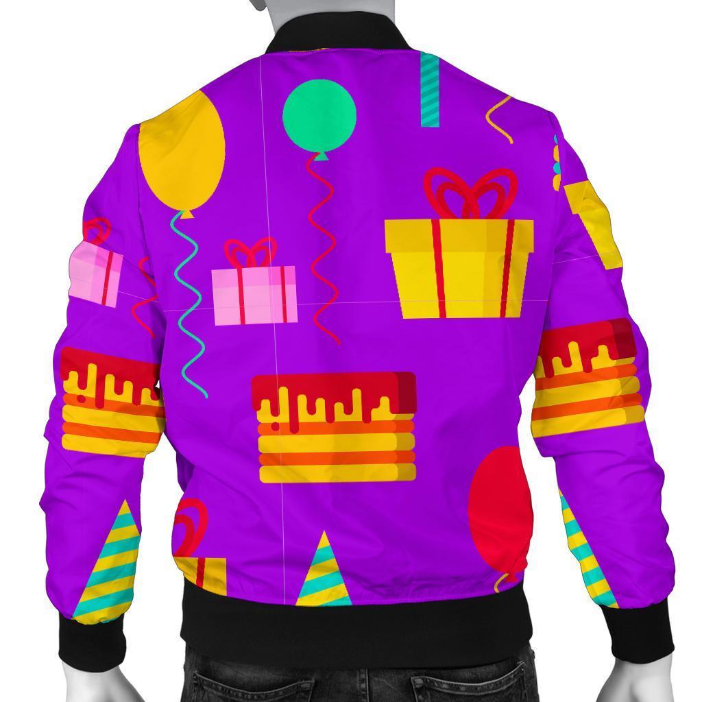 Birthday Pattern Print Men's Bomber Jacket-grizzshop