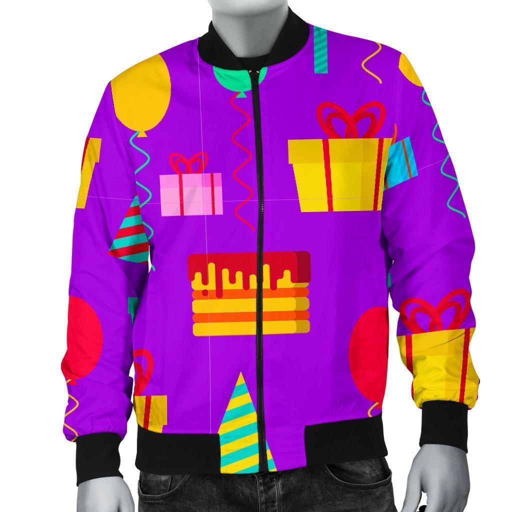 Birthday Pattern Print Men's Bomber Jacket-grizzshop