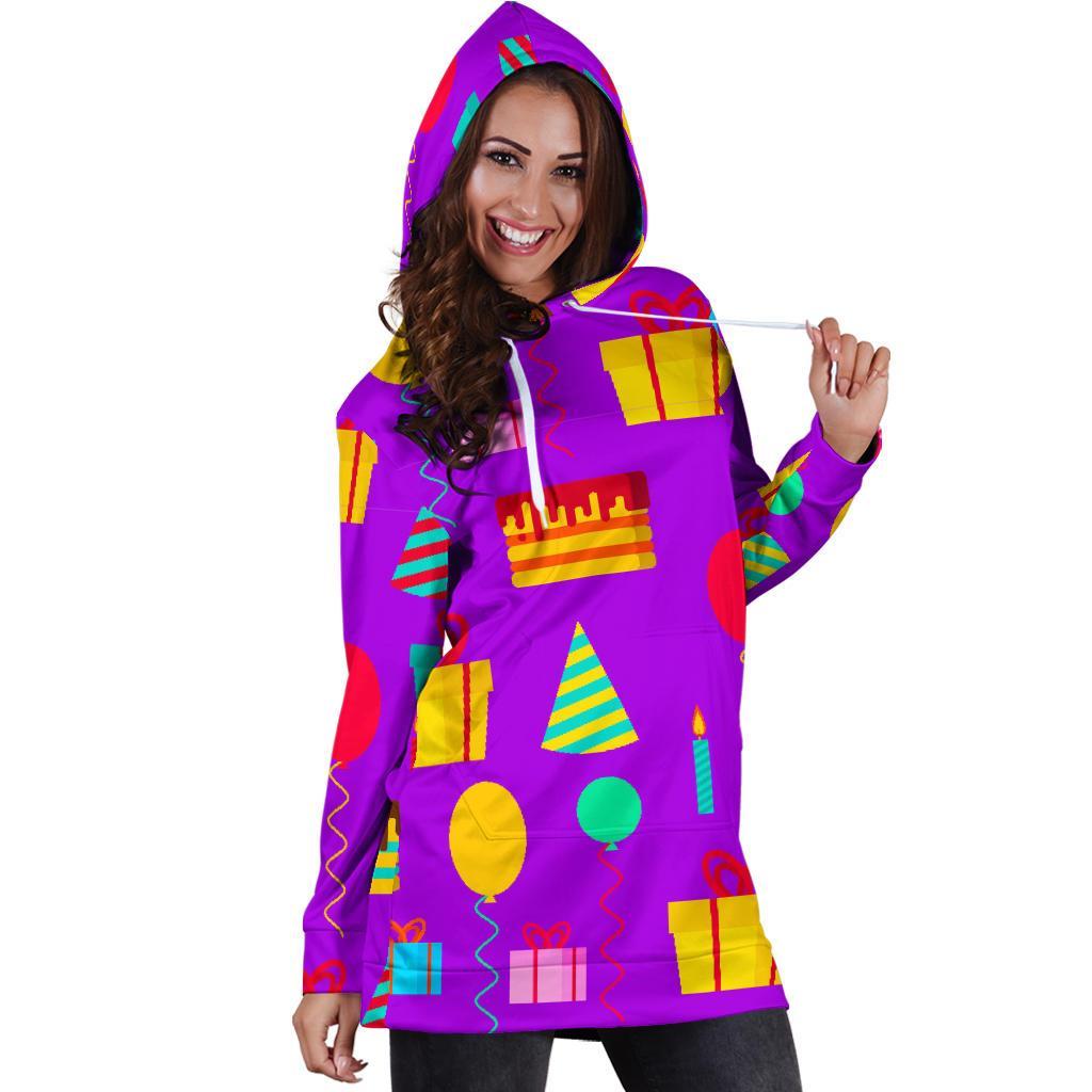 Birthday Pattern Print Women Hoodie Dress-grizzshop