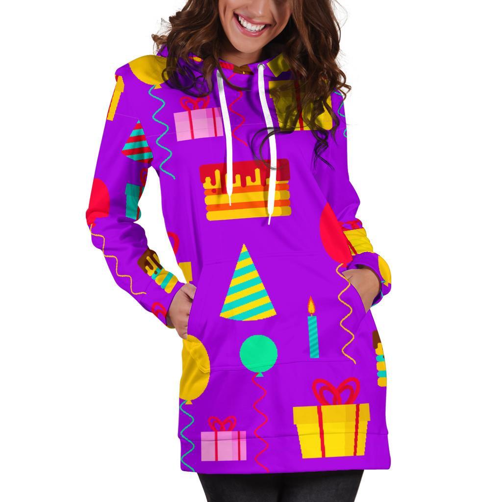 Birthday Pattern Print Women Hoodie Dress-grizzshop