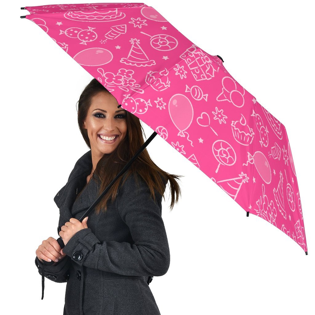 Birthday Print Pattern Automatic Foldable Umbrella-grizzshop