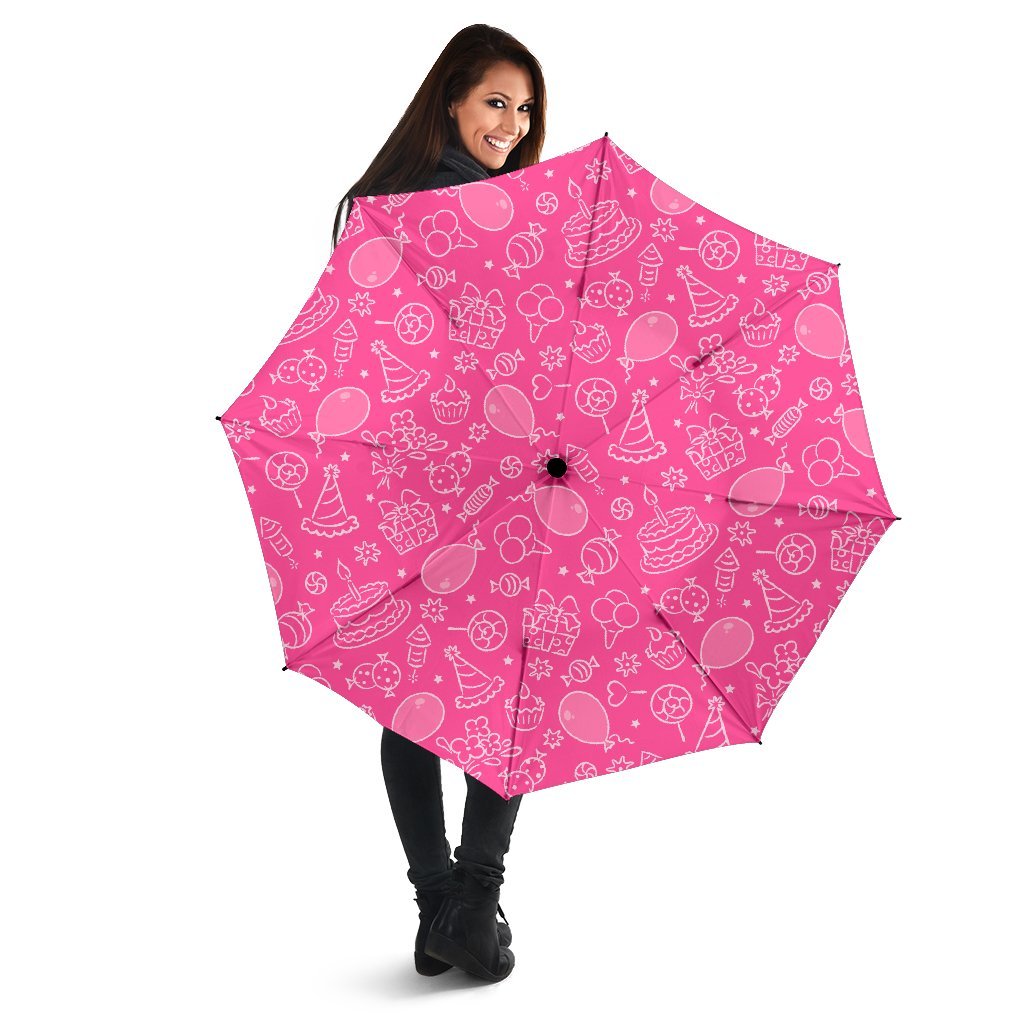 Birthday Print Pattern Automatic Foldable Umbrella-grizzshop