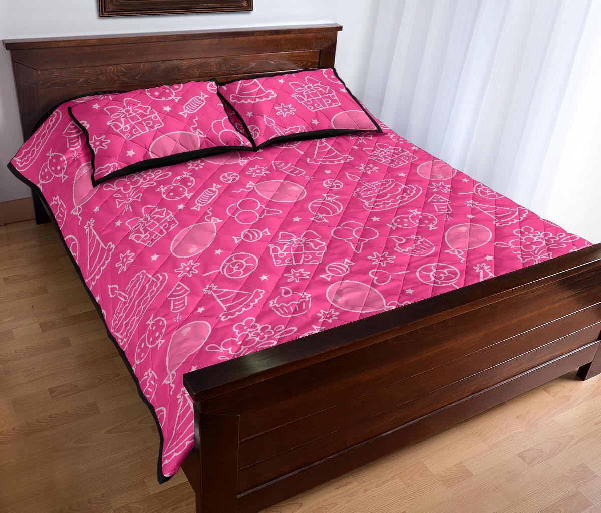 Birthday Print Pattern Bed Set Quilt-grizzshop