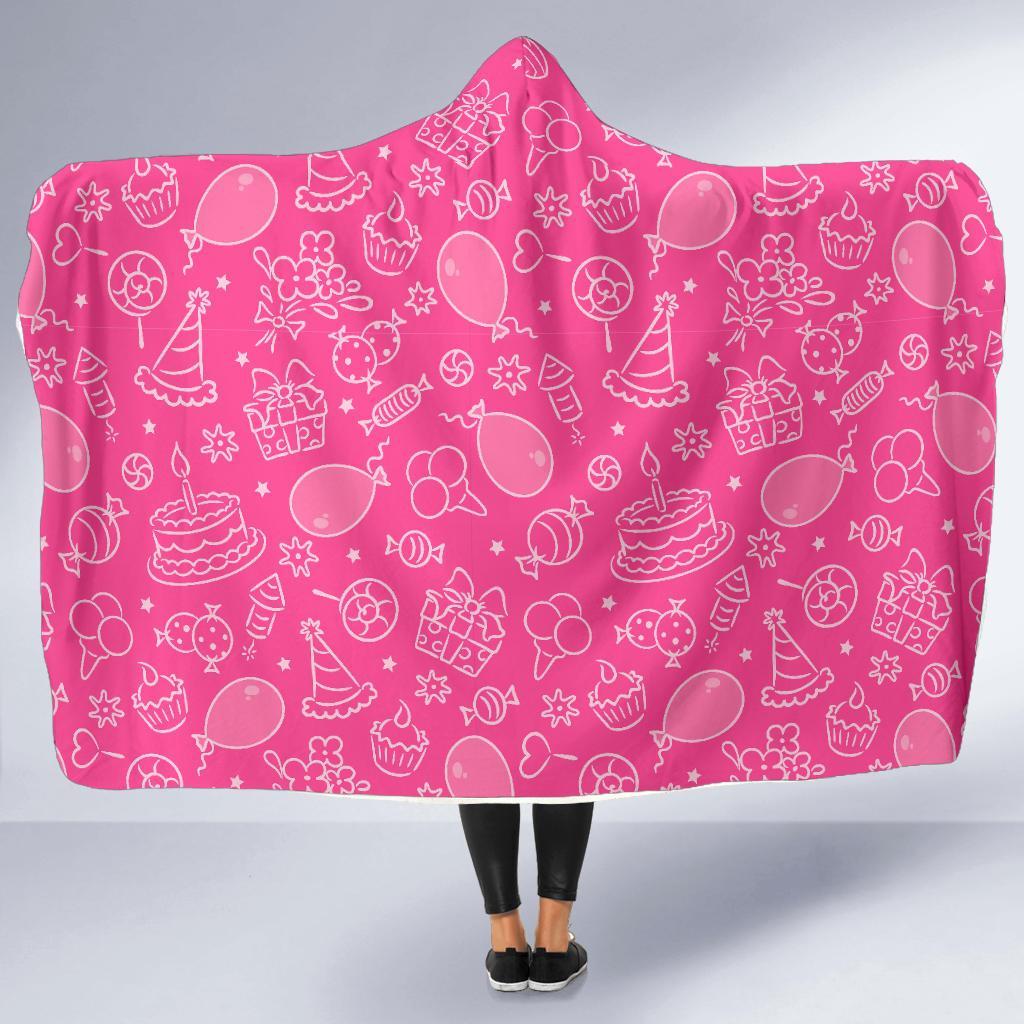 Birthday Print Pattern Hooded Blanket-grizzshop