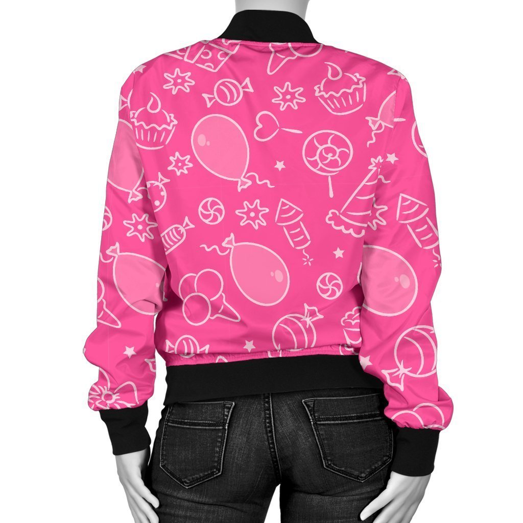 Birthday Print Pattern Women Casual Bomber Jacket-grizzshop