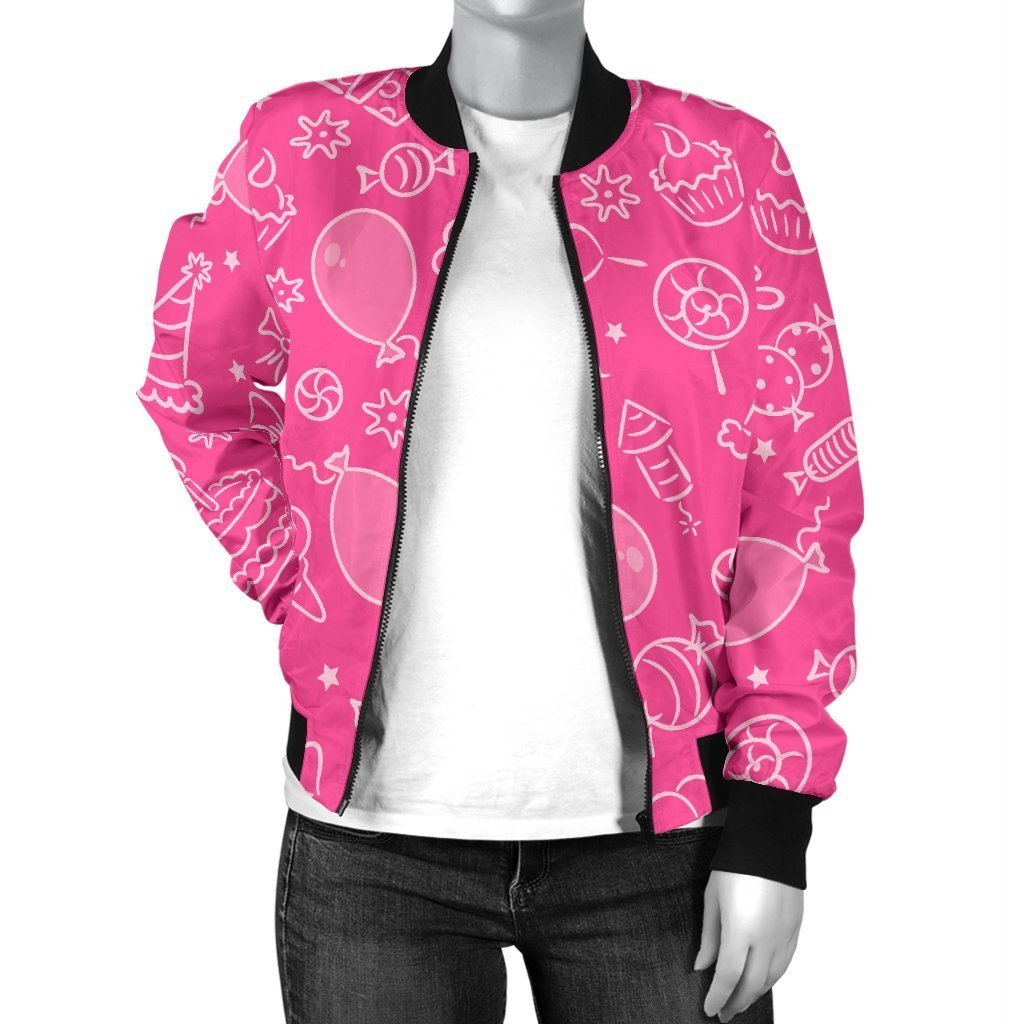 Birthday Print Pattern Women Casual Bomber Jacket-grizzshop