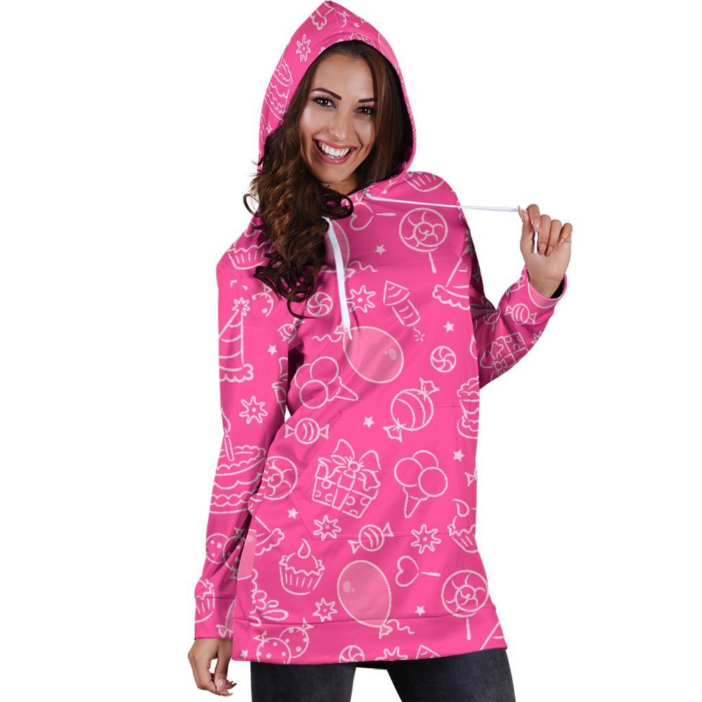 Birthday Print Pattern Women Hoodie Dress-grizzshop