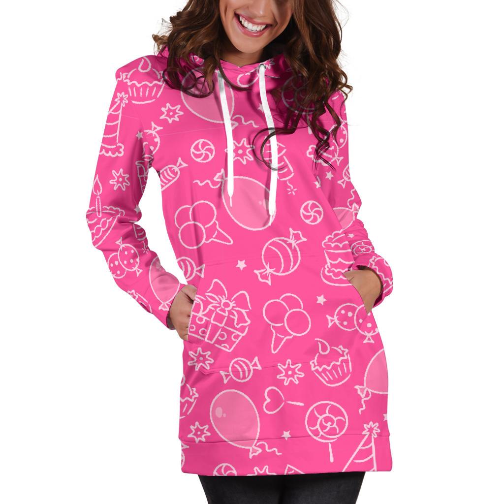 Birthday Print Pattern Women Hoodie Dress-grizzshop