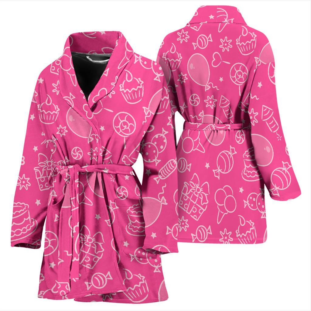 Birthday Print Pattern Women Long Robe-grizzshop