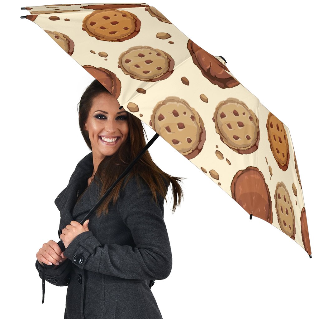 Biscuit Cookie Pattern Print Automatic Foldable Umbrella-grizzshop