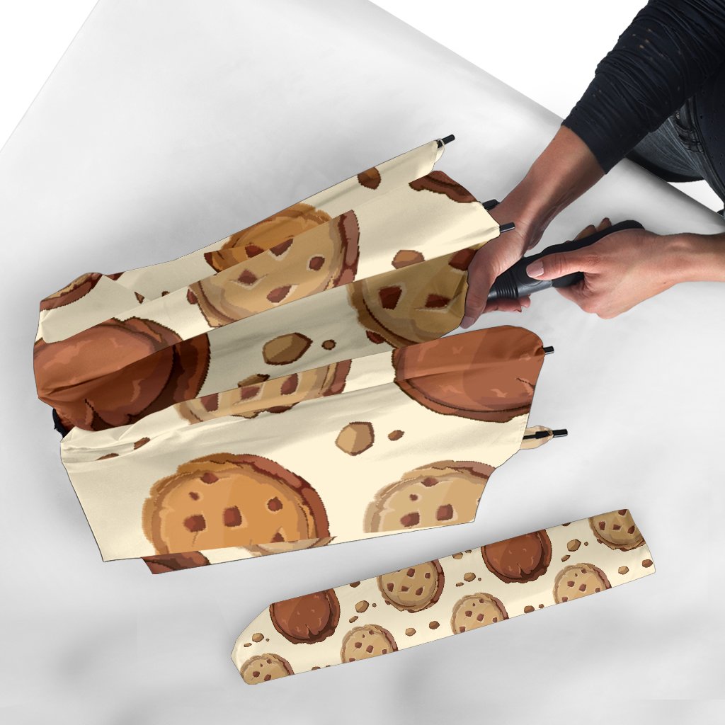 Biscuit Cookie Pattern Print Automatic Foldable Umbrella-grizzshop