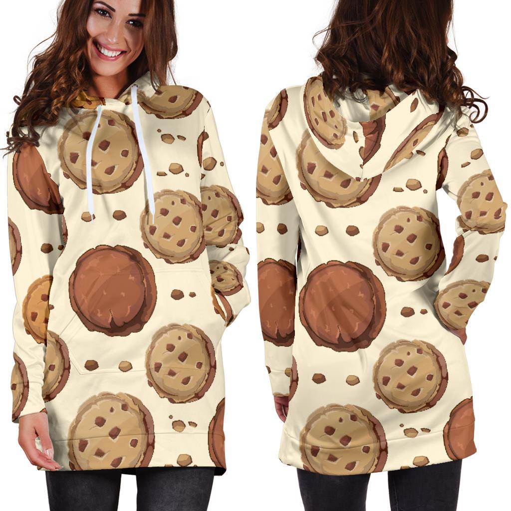 Biscuit Cookie Pattern Print Women Hoodie Dress-grizzshop