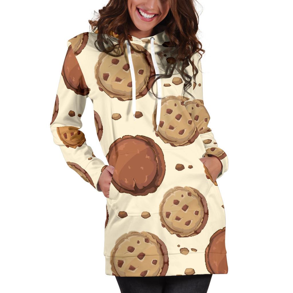 Biscuit Cookie Pattern Print Women Hoodie Dress-grizzshop