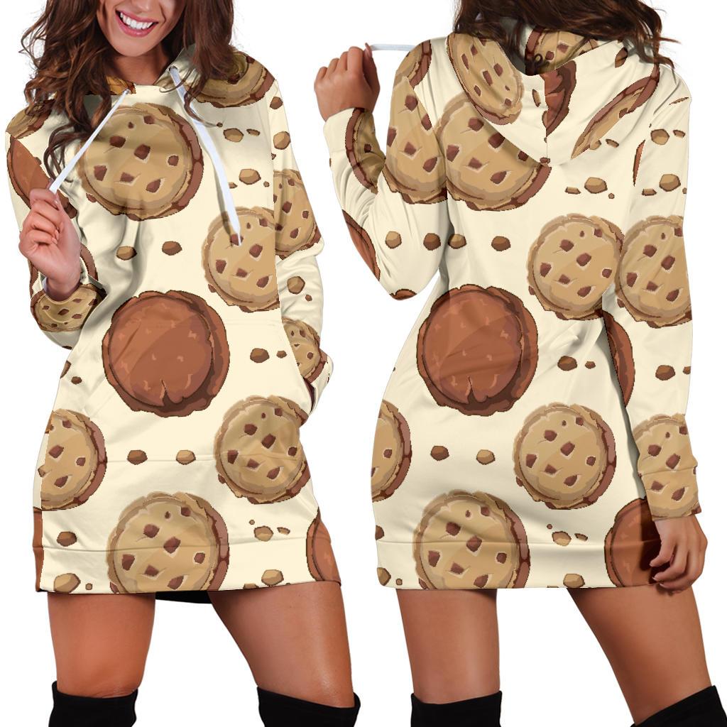 Biscuit Cookie Pattern Print Women Hoodie Dress-grizzshop