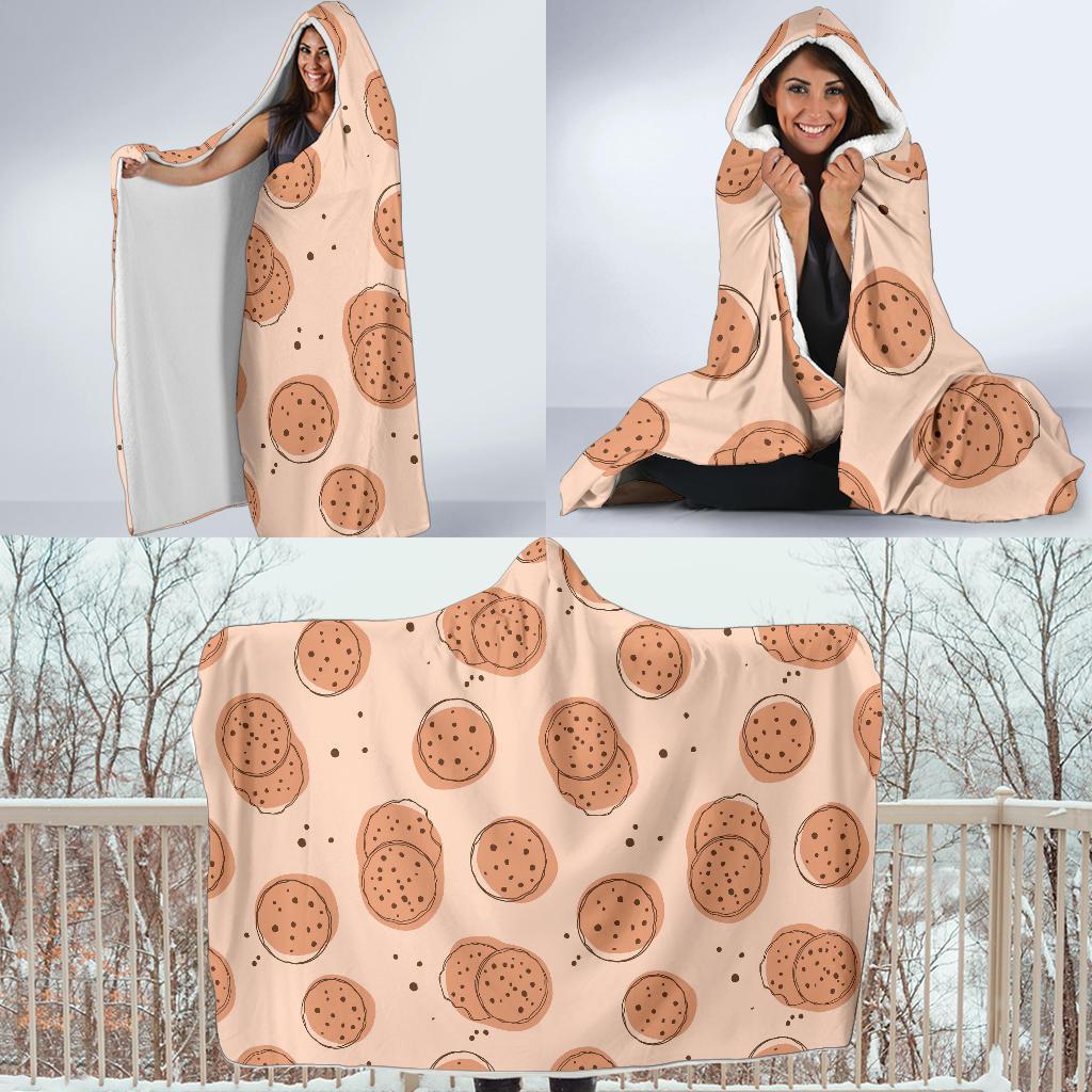 Biscuit Cookie Print Pattern Hooded Blanket-grizzshop