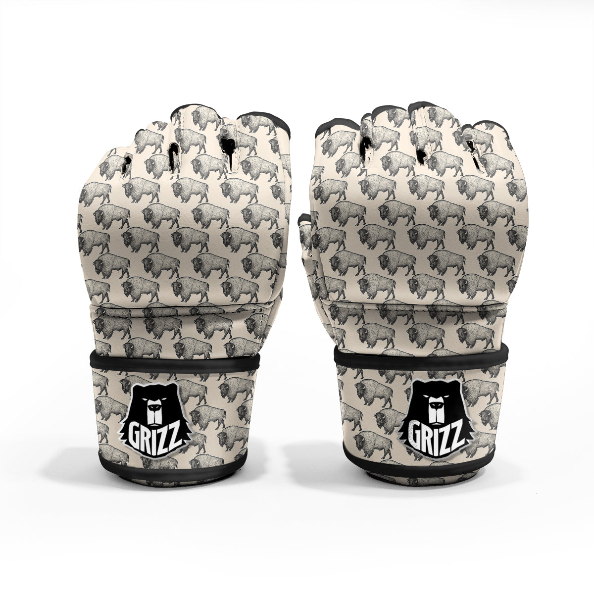 Bison Beige Print Pattern MMA Gloves-grizzshop