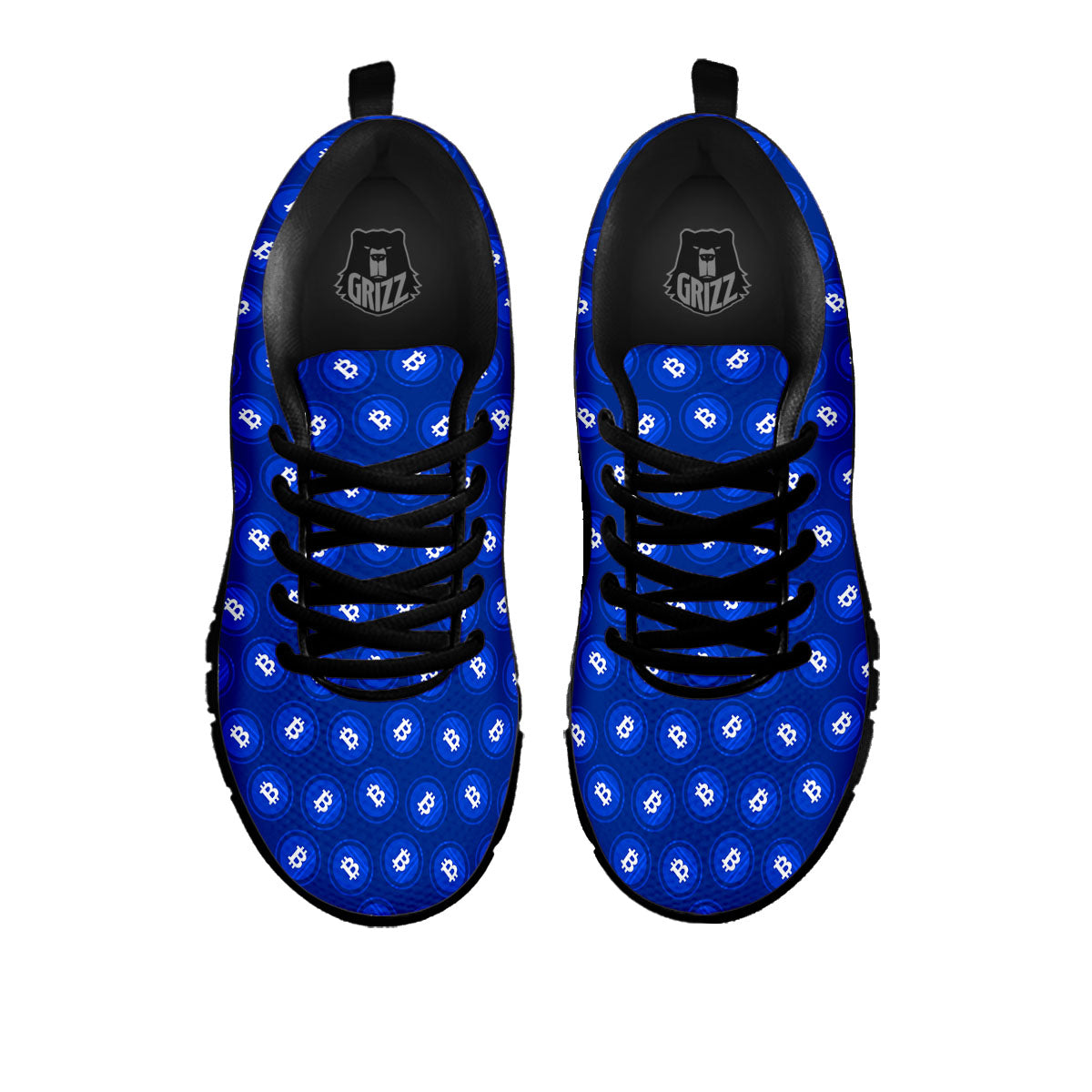 Bitcoin Blue Print Pattern Black Sneaker-grizzshop
