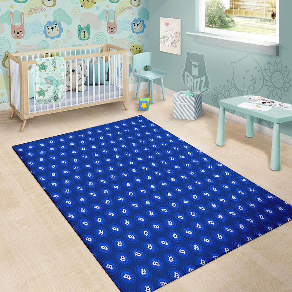 Bitcoin Blue Print Pattern Floor Mat-grizzshop