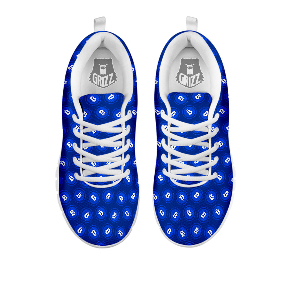 Bitcoin Blue Print Pattern White Sneaker-grizzshop