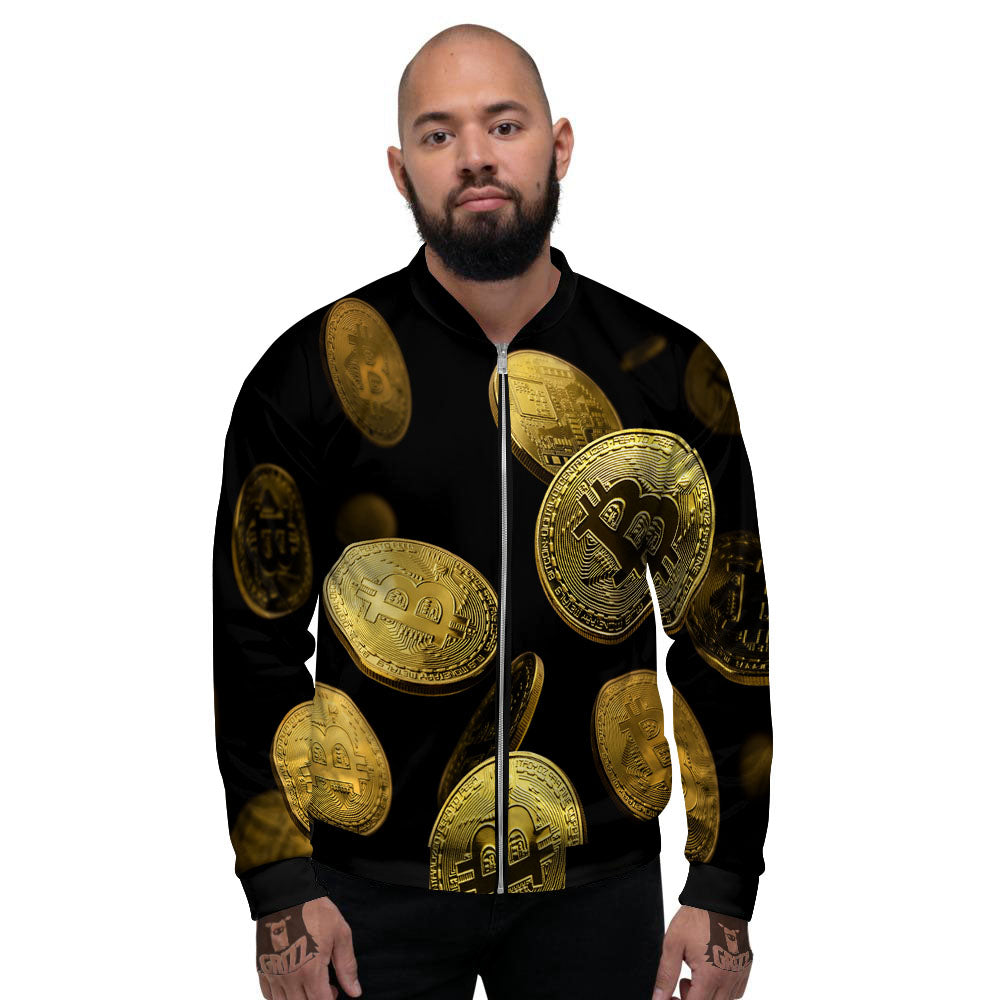 Bitcoin Falling Print Men's Bomber Jacket-grizzshop