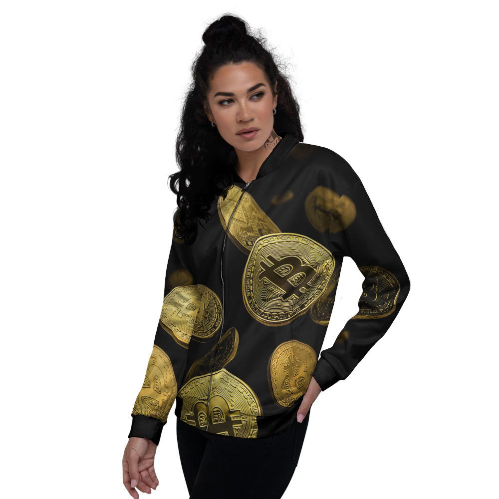 Bitcoin Falling Print Women's Bomber Jacket-grizzshop