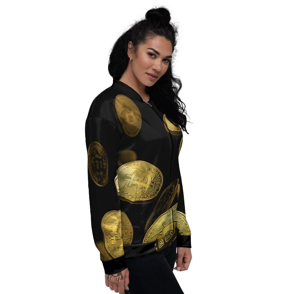 Bitcoin Falling Print Women's Bomber Jacket-grizzshop