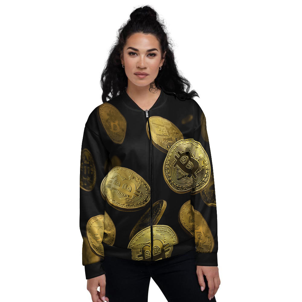 Bitcoin Falling Print Women's Bomber Jacket-grizzshop