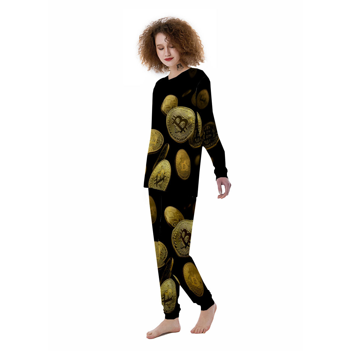 Bitcoin Falling Print Women's Pajamas-grizzshop