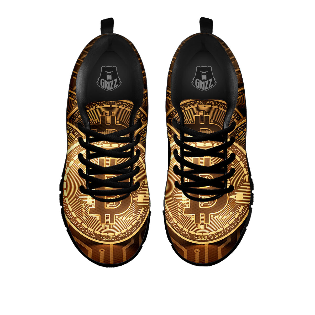 Bitcoin Symbol Gold Print Black Sneaker-grizzshop