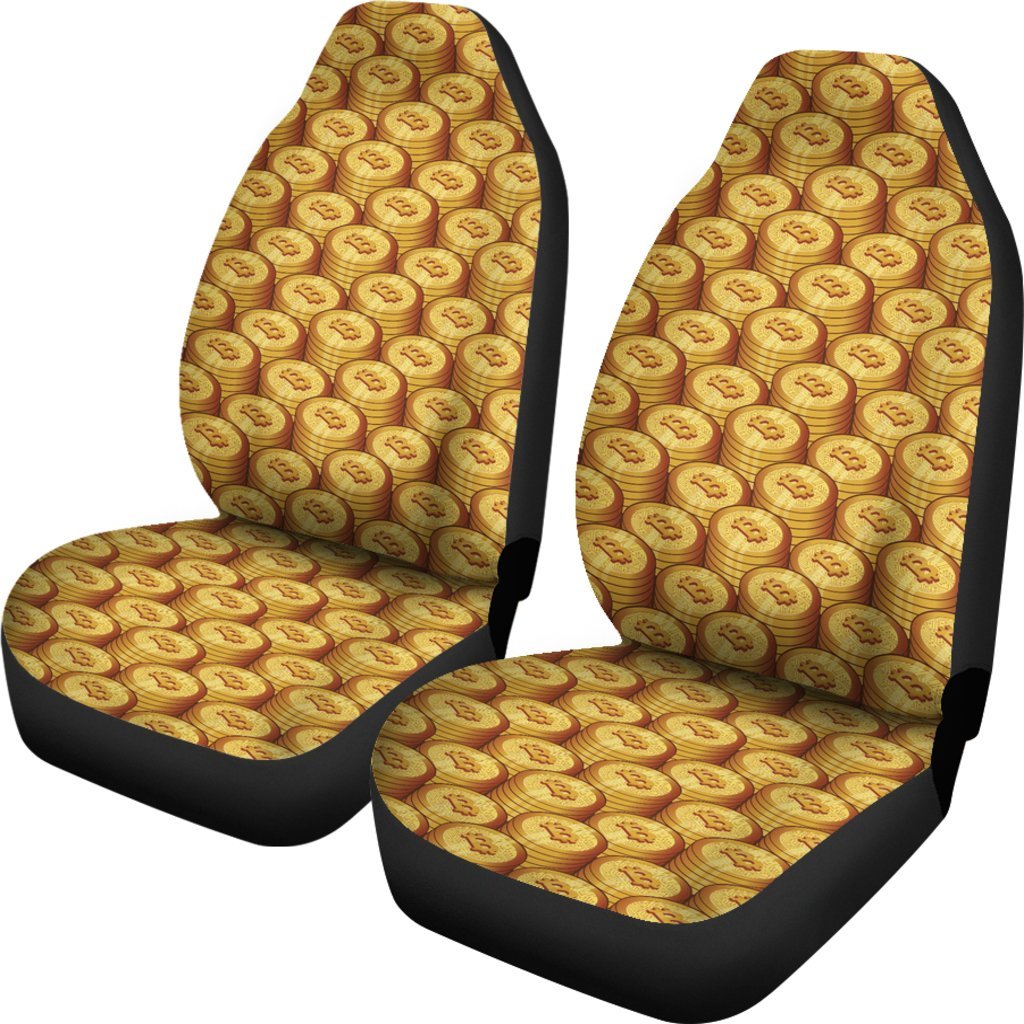 Bitcoin Cryptocurrency Pattern Print Universal Fit Car Seat Cover-grizzshop