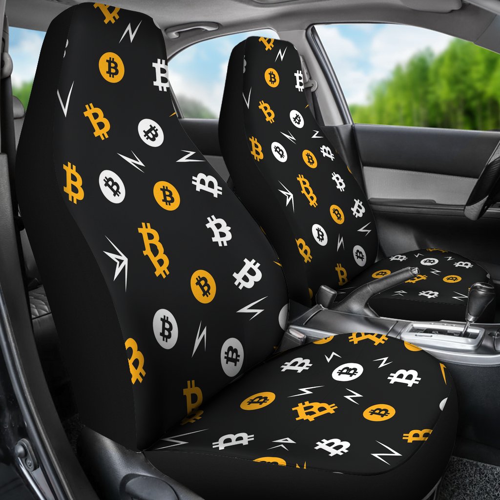 Bitcoin Cryptocurrency Print Pattern Universal Fit Car Seat Cover-grizzshop