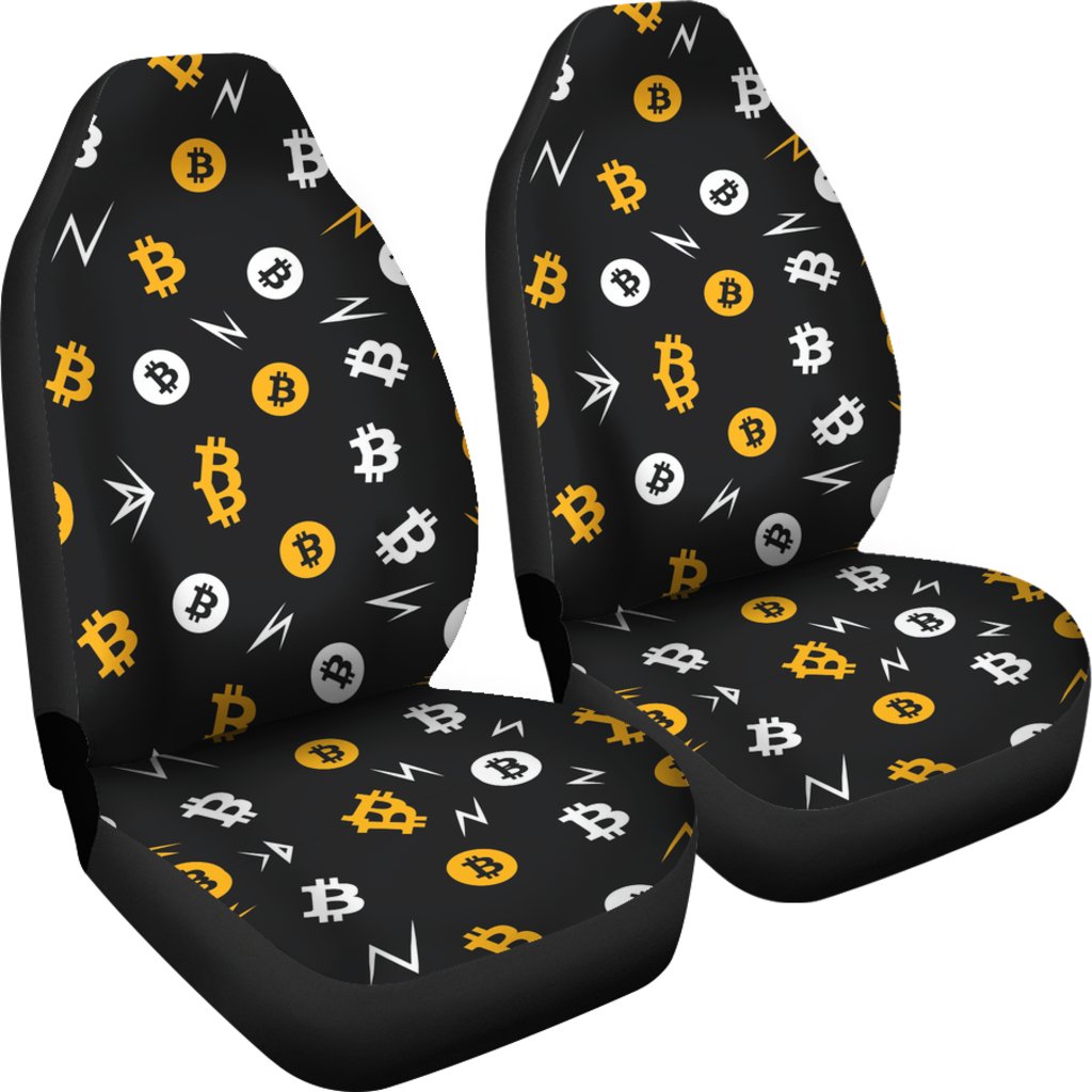 Bitcoin Cryptocurrency Print Pattern Universal Fit Car Seat Cover-grizzshop