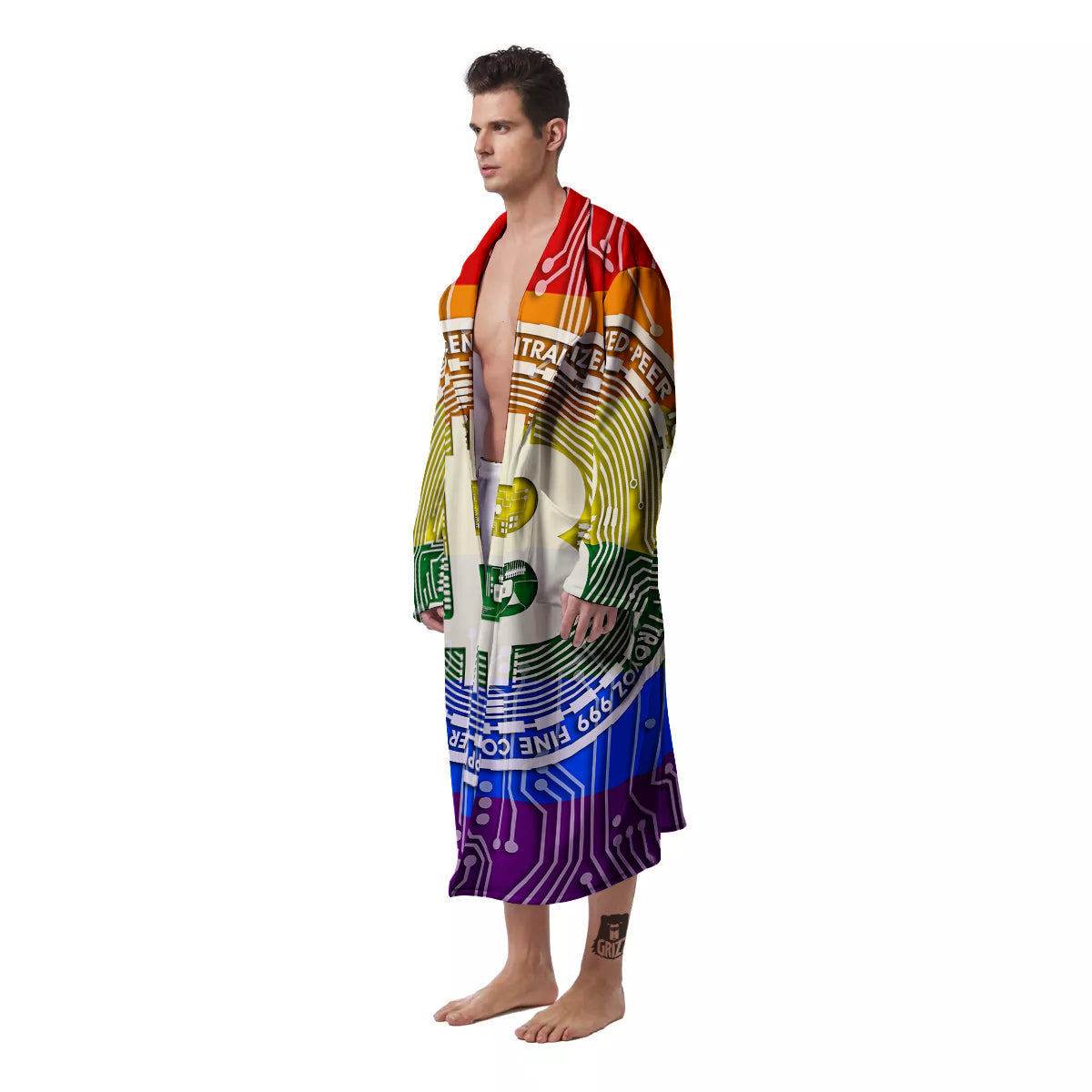 Bitocin LGBT Flag Print Men's Robe-grizzshop