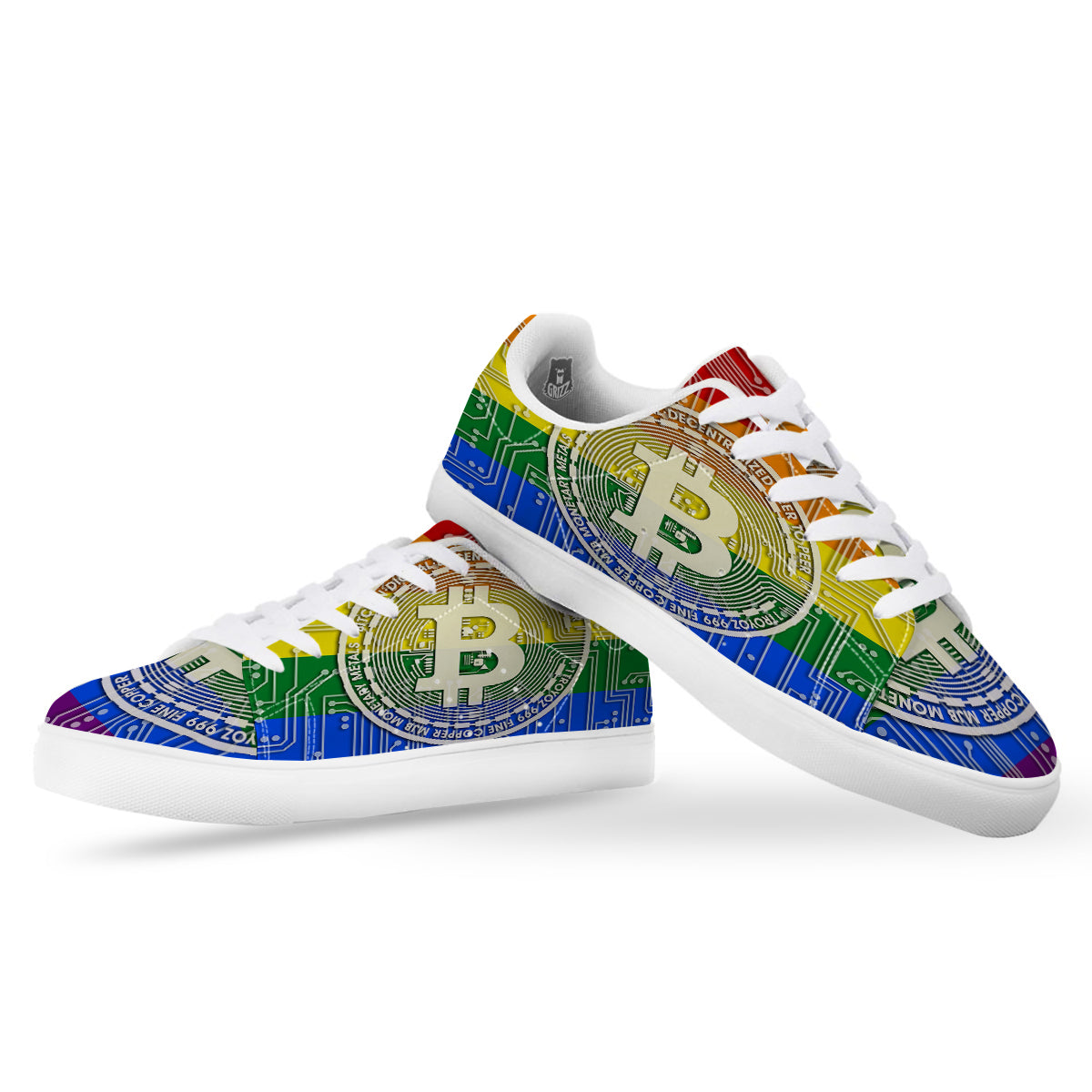 Bitocin LGBT Flag Print White Low Top Sneakers-grizzshop