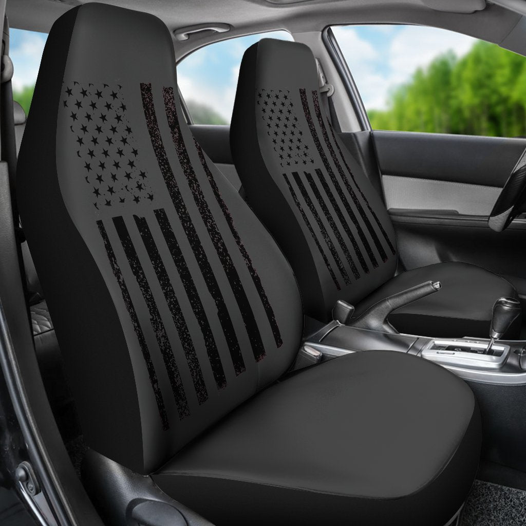 Black American Flag Universal Fit Car Seat Covers-grizzshop