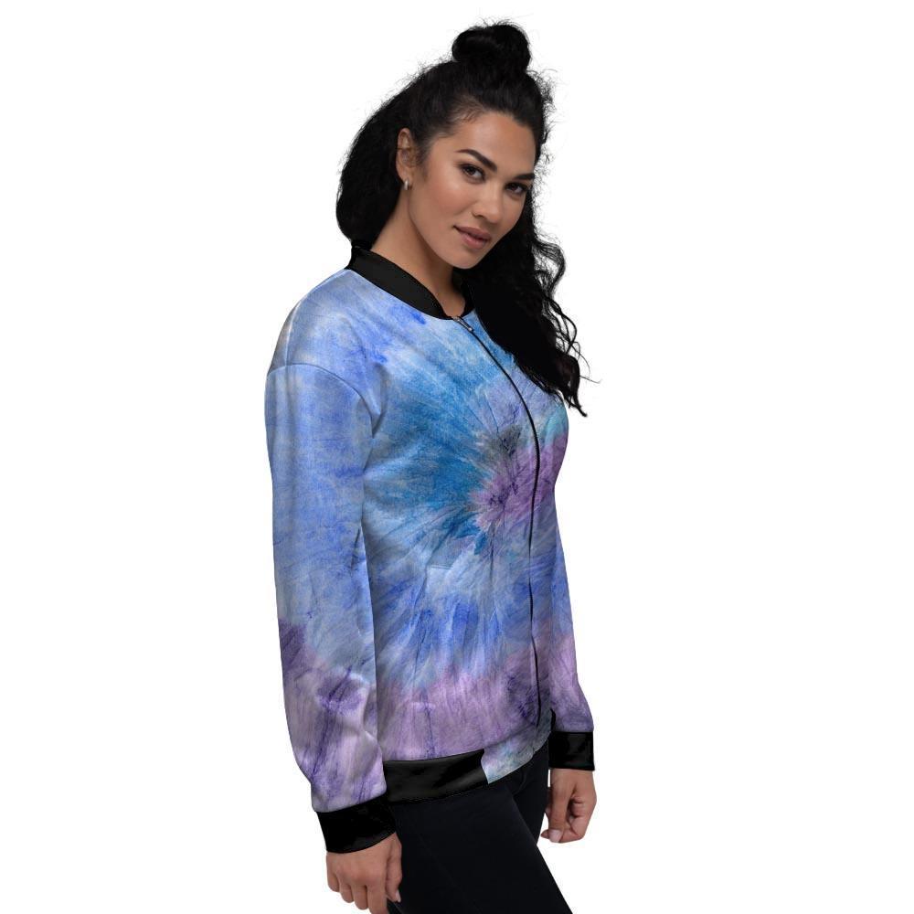 Black And Blue Tie Dye Women's Bomber Jacket-grizzshop