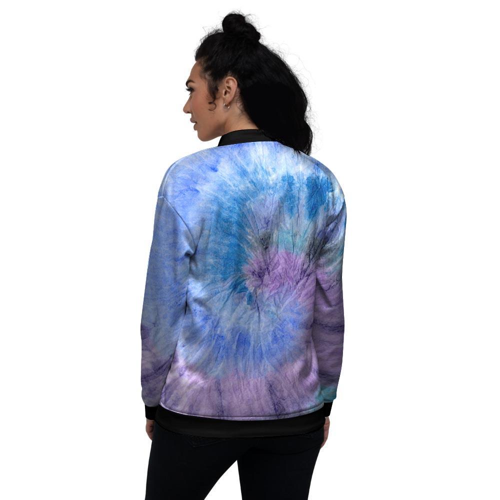 Black And Blue Tie Dye Women's Bomber Jacket-grizzshop