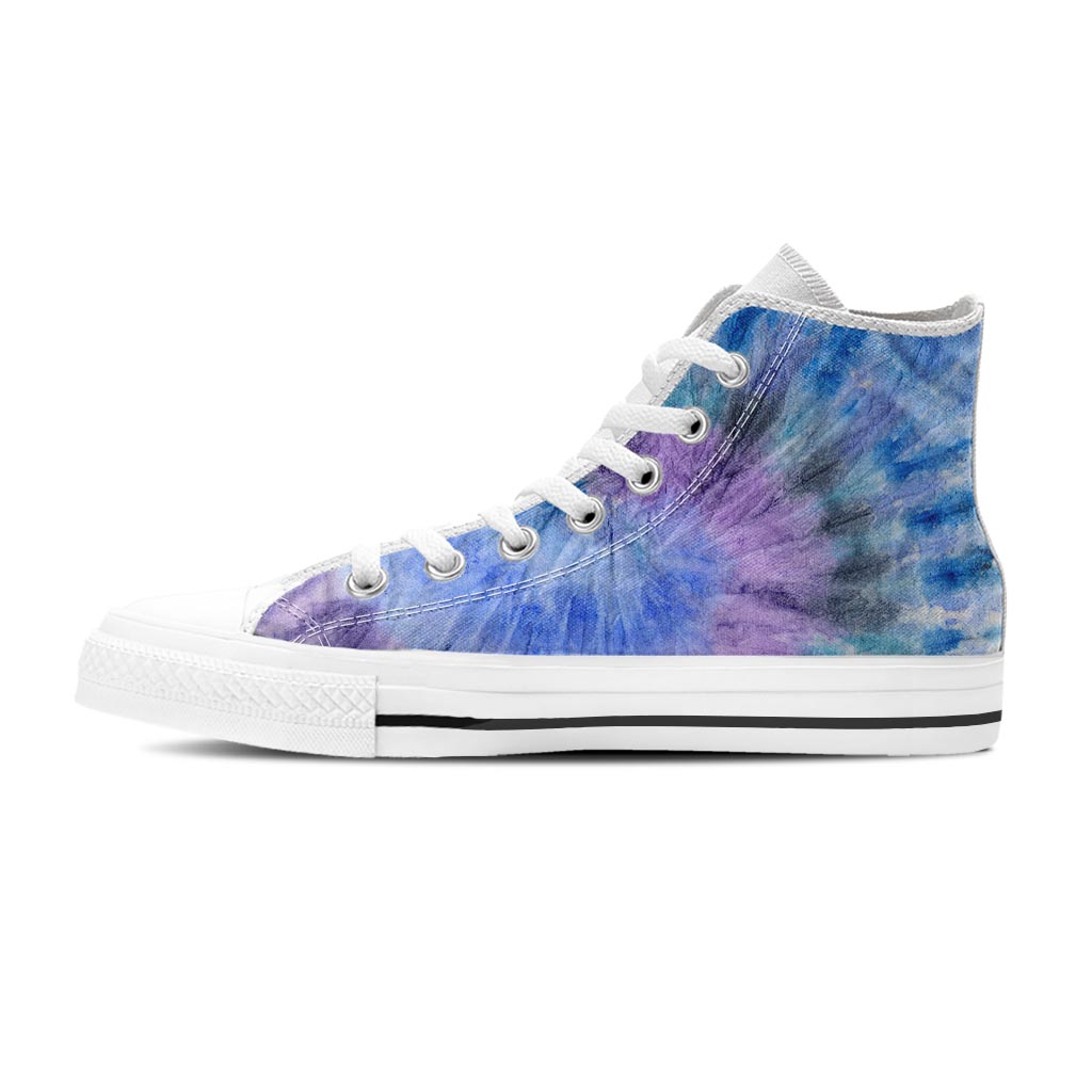 Black And Blue Tie Dye Women's High Top Shoes-grizzshop