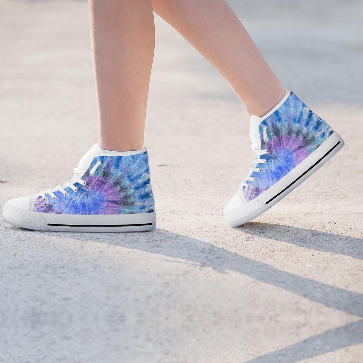 Black And Blue Tie Dye Women's High Top Shoes-grizzshop