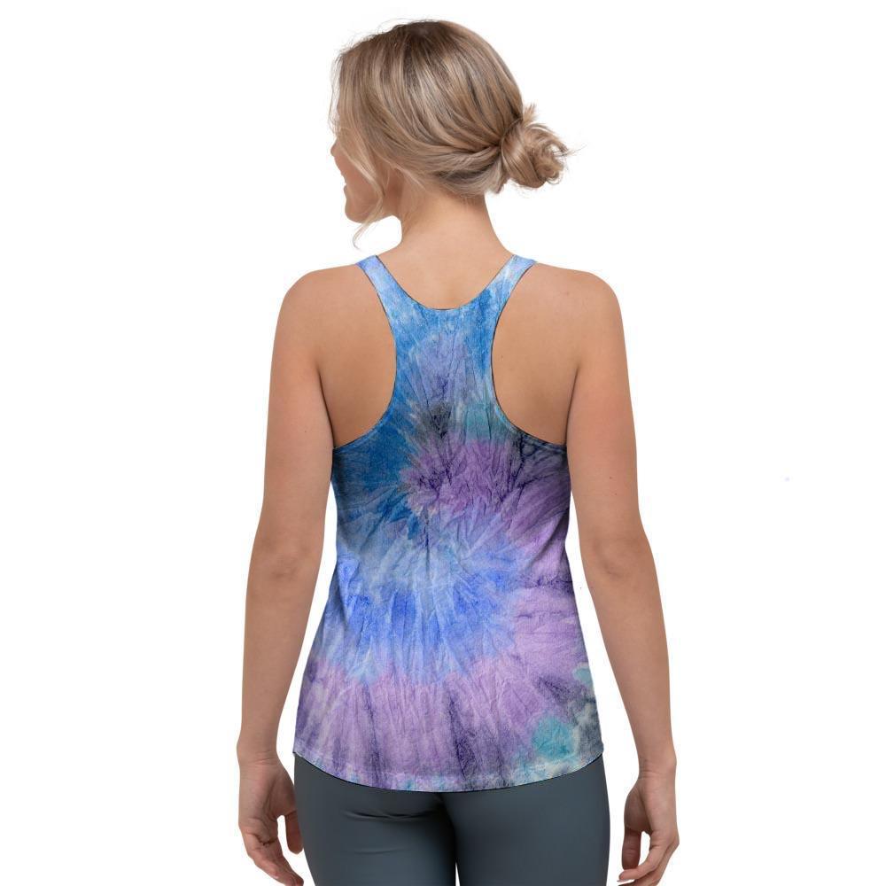 Black And Blue Tie Dye Women's Racerback Tank Top-grizzshop