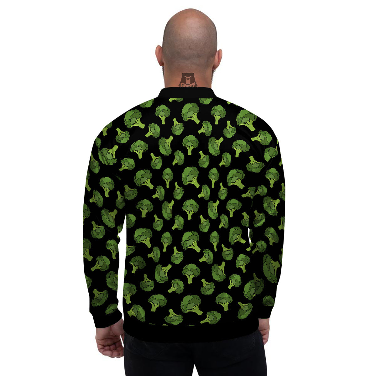 Black And Broccoli Print Pattern Men's Bomber Jacket-grizzshop