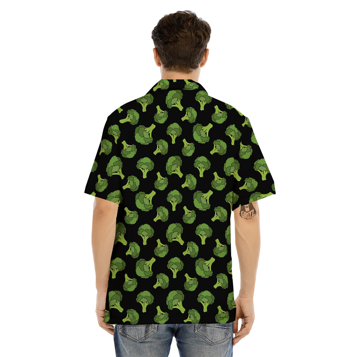 Black And Broccoli Print Pattern Men's Hawaiian Shirt-grizzshop