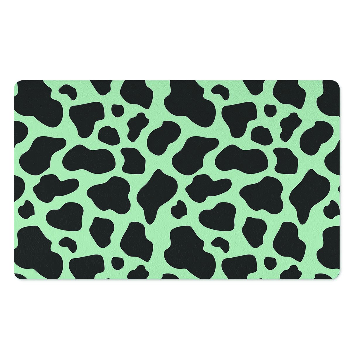 Black And Green Cow Print Door Mat-grizzshop