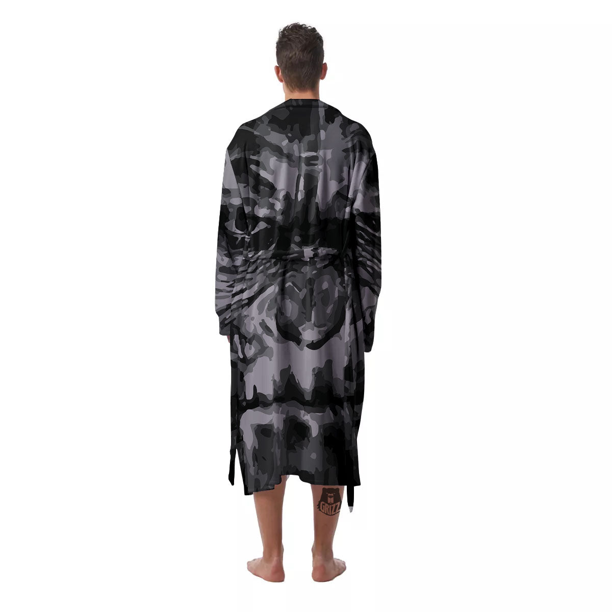 Black And Grey Face Chimpanzee Print Men's Robe-grizzshop