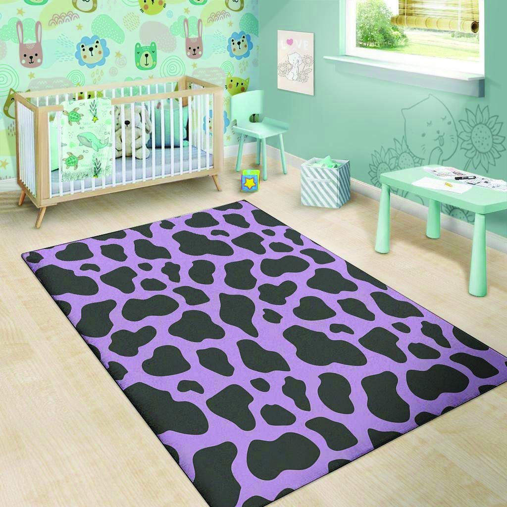 Black And Purple Cow Print Floor Mat-grizzshop