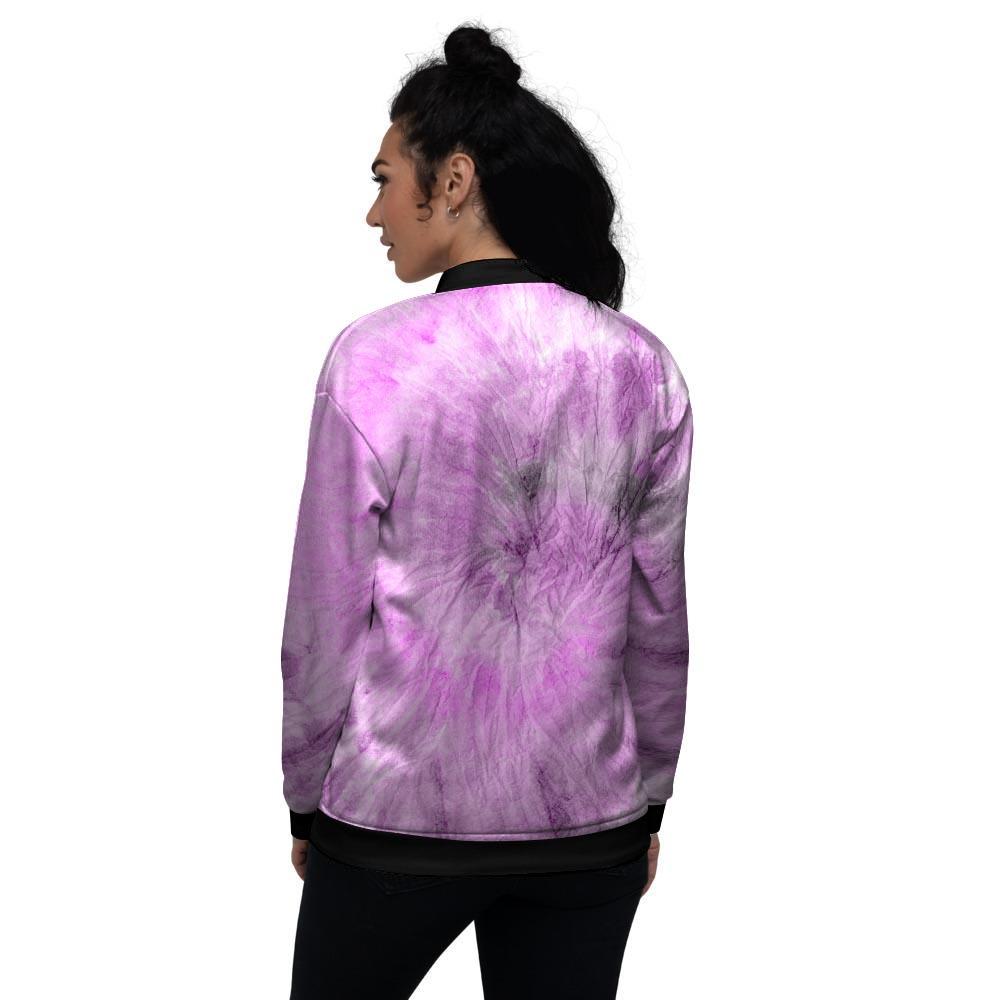 Black And Purple Tie Dye Women's Bomber Jacket-grizzshop