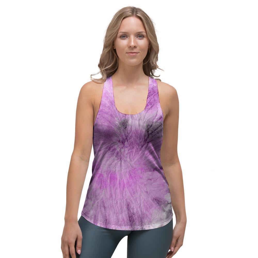 Black And Purple Tie Dye Women's Racerback Tank Top-grizzshop
