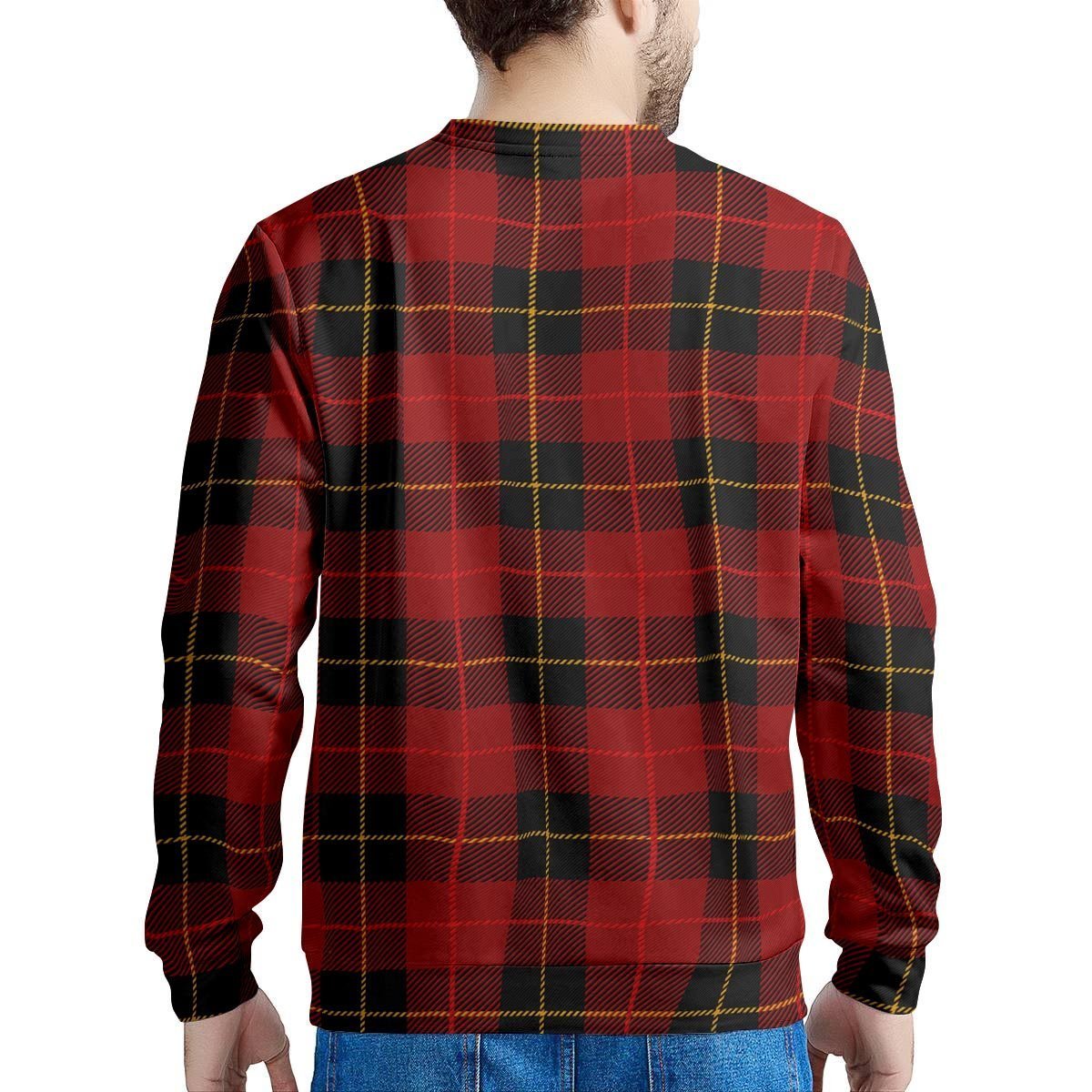 Black And Red Plaid Tartan Men's Sweatshirt-grizzshop